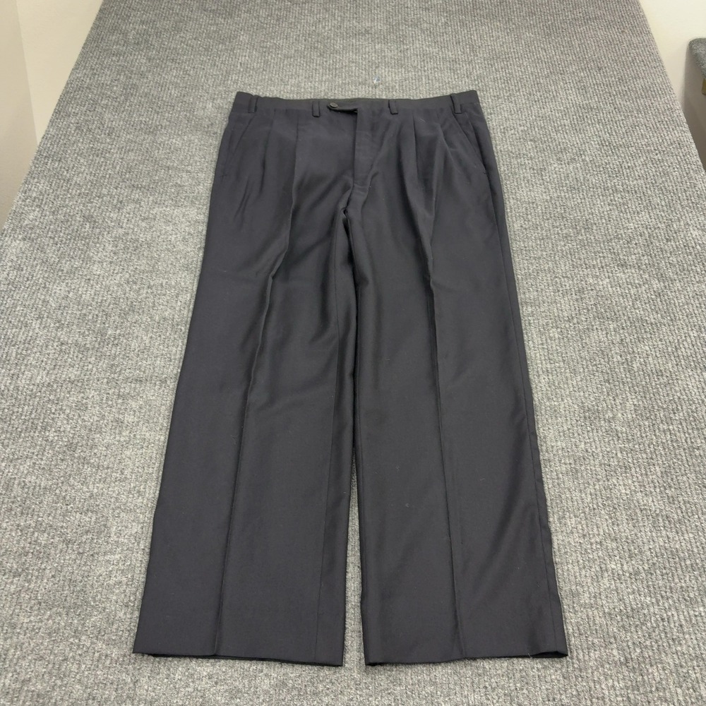 Kiton Dress Pants Mens 37W Black Wool Pleated Front Made in Italy Luxury Classic